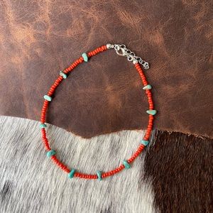 Turquoise beaded anklet | western jewelry